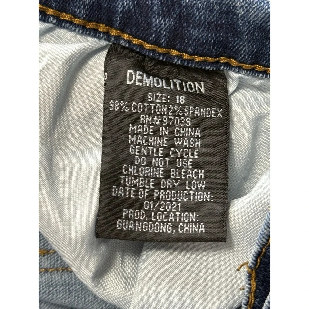 Demolition Kids Size 18 Blue Distressed Paint Splatter Skinny Jeans Streetwear